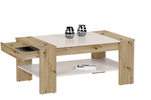Couchtisch - LB ca. 100x85 cm, Artisan Eiche Nachbildung, Kaschmir