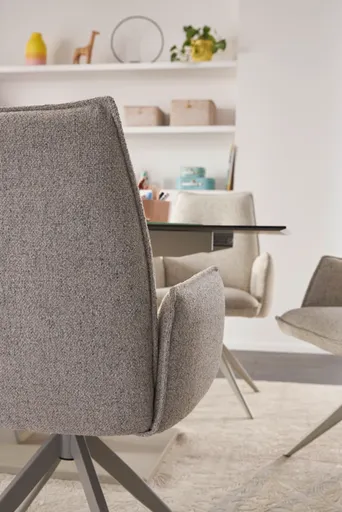 Armlehnstuhl Dinner - drehbar, Stoff, Champagner