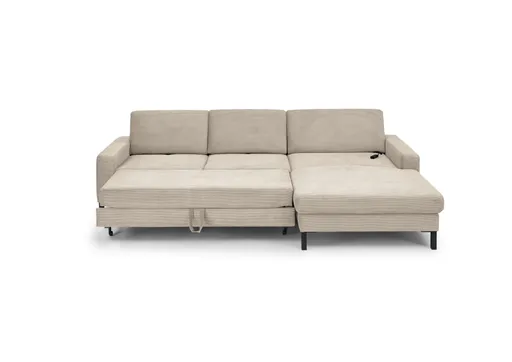  Ecksofa CALM MOVE 2.0 - 2,5-Sitzer mit Longchair rechts, Schlaffunktion, Feincord, Sand