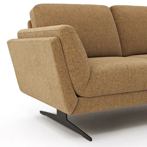 Sofa Tova - 2-Sitzer inkl. Rücken- und Armlehnfunktion, Kufe, Stoff, Kurkuma