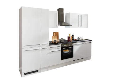 Küchenblock- ohne E-Geräte, B ca. 310 cm, Weiß, Weiß Hochglanz