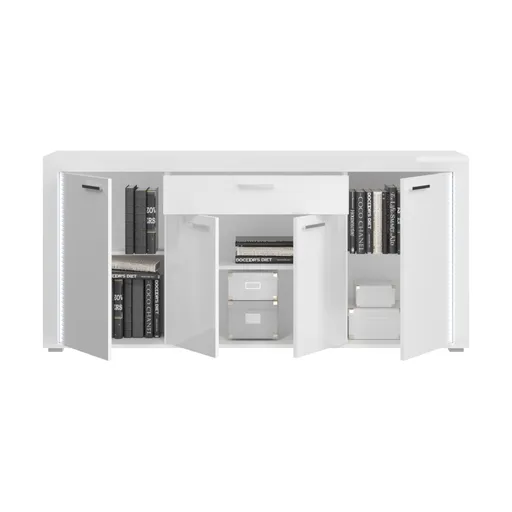 Sideboard - mit Beleuchtung, B ca. 182 cm, Weiß, Weiß Hochglanz
