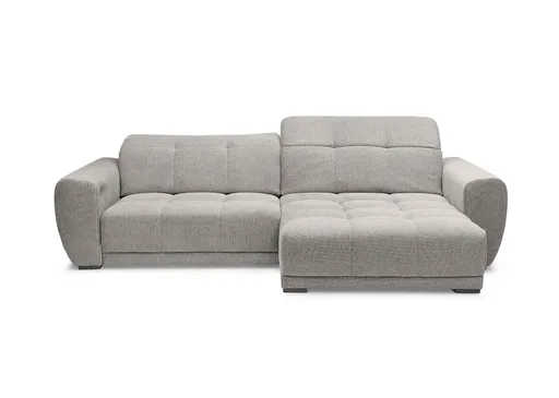 Ecksofa -2-Sitzer mit Longchair rechts, Kopfteil verstellbar, Sitztiefe verstellbar motorisch, Stoff, Taupe