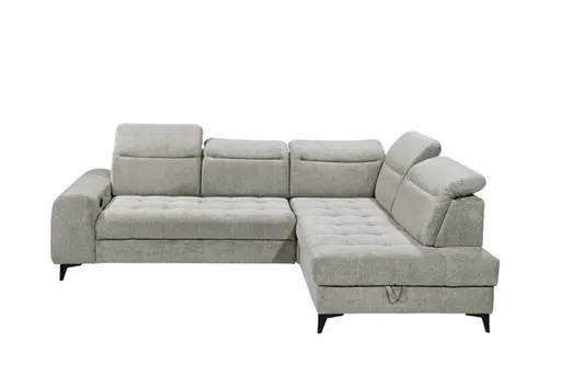 Ecksofa - 2-Sitzer, Ecke rechts inkl. Funktionen, Stoff, Taupe