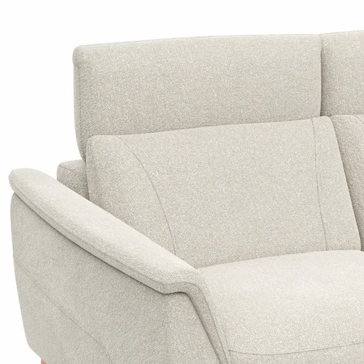 Ecksofa Nevin - 2-Sitzer mit Longchair rechts, inkl. Kopfpolsterverstellung, Stoff, Weiß