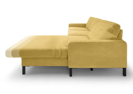  Ecksofa CALM MOVE 2.0 - 2,5-Sitzer mit Longchair rechts, Schlaffunktion, Feincord, Gold