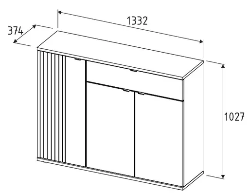 Schuhschrank - B ca. 133 cm, Riva Eiche Nachbildung, Basalt