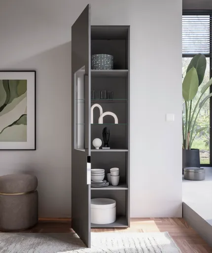 Vitrine- inkl. LED-Beleuchtung, Anthrazit