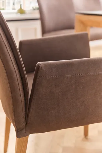 Armlehnstuhl Florea - Stoff, Dunkelbraun