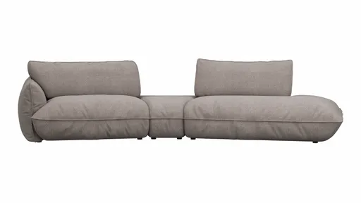 Trapezsofa Fluffy - 2-Sitzer mit Trapezelement und Abschlussteil inkl. Rückenlehne verstellbar, Stoff, Taupe