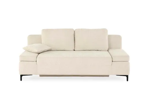 Sofa JEREMO - 2-Sitzer inkl. Schlaffunktion und Armlehnen verstellbar, Stoff, Creme