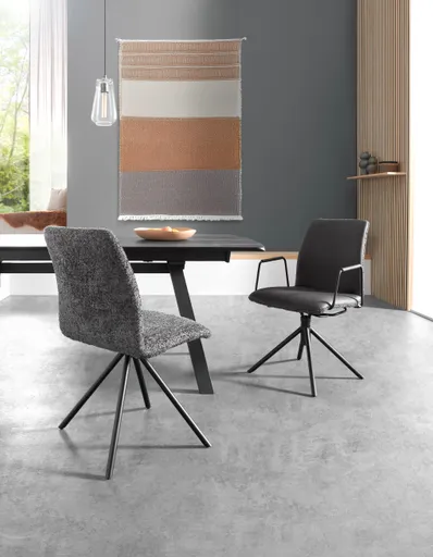 Stuhl Sedana - drehbar, Stoff, Dunkelgrau