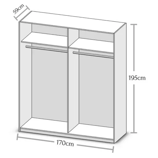 Schwebetürenschrank- B ca. 170 cm, Weiß, Eiche Dekor