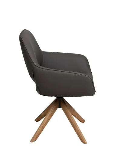 Armlehnstuhl MARIELLE - drehbar, Leder, Dunkelbraun