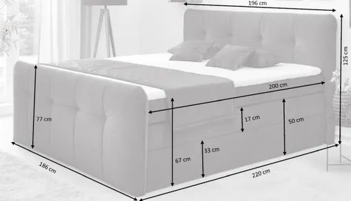 Boxspringbett HOLLIE- Liegefläche ca. 180x200 cm, Stoff, Schlamm, TFK H3/TFK H3
