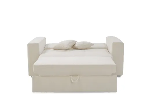 Sofa JORDEN 2 - 1,5-Sitzer inkl. Schlaffunktion mit Bettkasten, Stoff, Beige