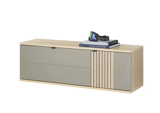 Hängeschuhschrank - B ca. 133 cm, Riva Eiche Nachbildung, Basalt