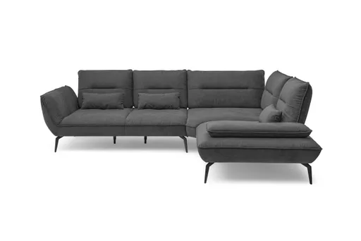 Ecksofa PAYTON - 2,5-Sitzer, Ecke rechts  inkl. Rückenneigung, Armteilverstellung, Stoff, Anthrazit