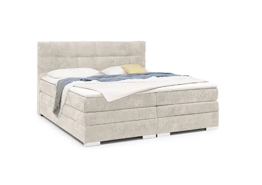 Boxspringbett SANDRIN I- Liegefläche ca. 200x200 cm, Stoff, Taupe