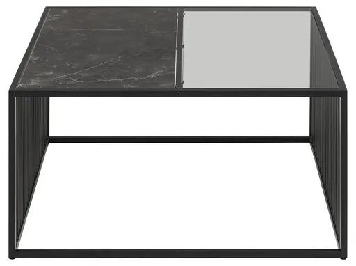 Couchtisch AVELINA - Marmoroptik, Glas, Metall schwarz