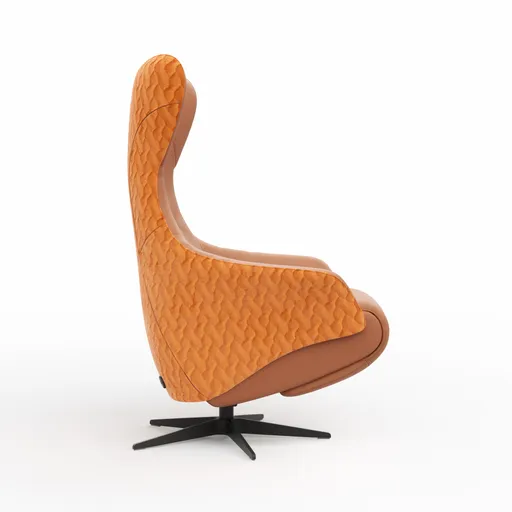 Relaxseessel Follina - Relaxfunktion (motorisch), Leder, Stoff, Cognac
