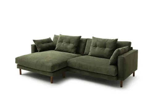 Ecksofa Anesa - Longchair links, 1,5-Sitzer, Stoff, Grün