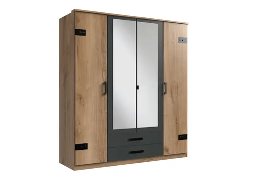 Drehtürenschrank- B ca. 180 cm, Eiche Dekor, Graphit