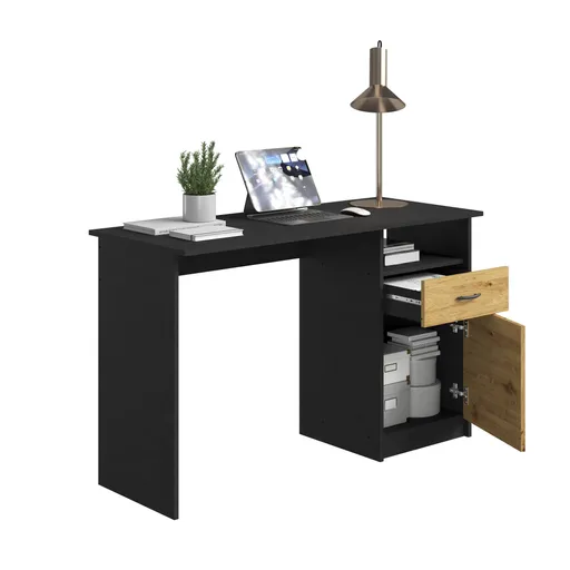 Schreibtisch- LB ca. 123x50 cm, Grau, Eiche Dekor