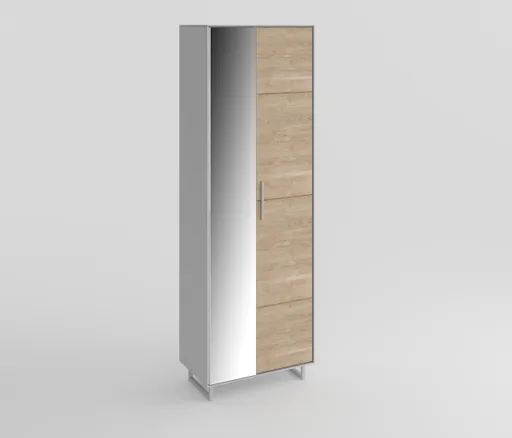 Garderobenschrank - B ca. 70 cm, Kreidefarben, Eiche bianco massiv geölt