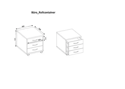 Rollcontainer - B ca. 46 cm, Sonoma Eiche Nachbildung