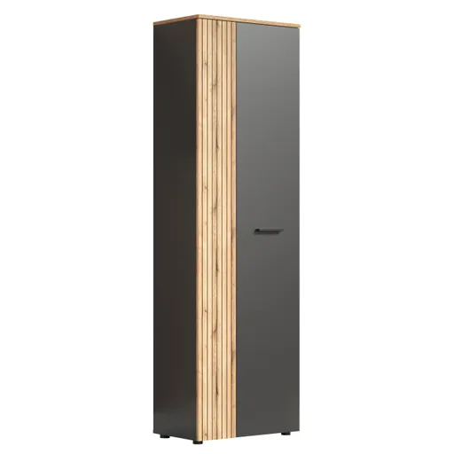 Garderobenschrank - B ca. 60 cm, Anthrazit, Eiche Coast Evoke Nachbildung