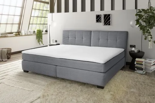 Boxspringbett JILA- Ligefläche ca. 240x200 cm, Stoff, Grau