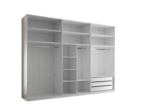 Drehtürenschrank- B ca. 300 cm, Weiß, Weiß Hochglanz