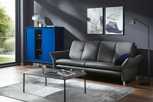 Sofa Tenero - 3-Sitzer inkl. Armlehne verstellbar, Leder, Anthrazit