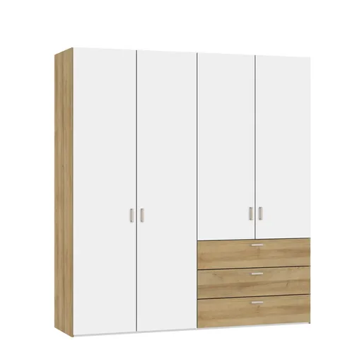 Drehtürenschrank JOIN IT- B ca. 202 cm, Eiche Dekor, Weiß