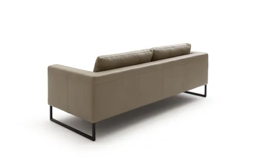 Sofa Helmi - 3-Sitzer, Leder, Cappuccino, Metallkufe