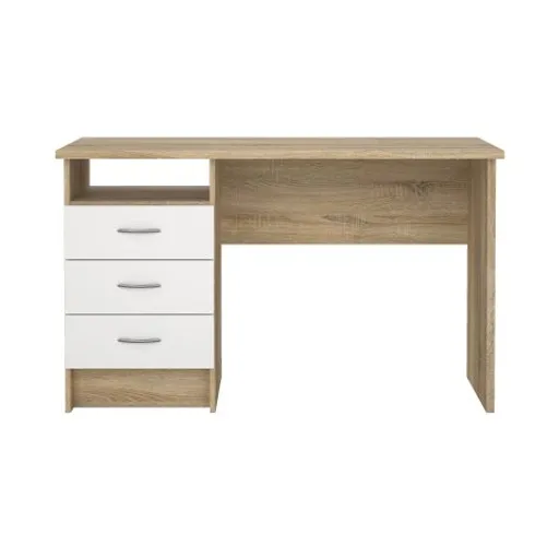 Schreibtisch - LB ca. 120x48 cm, Eiche Struktur Nachbildung, Weiß