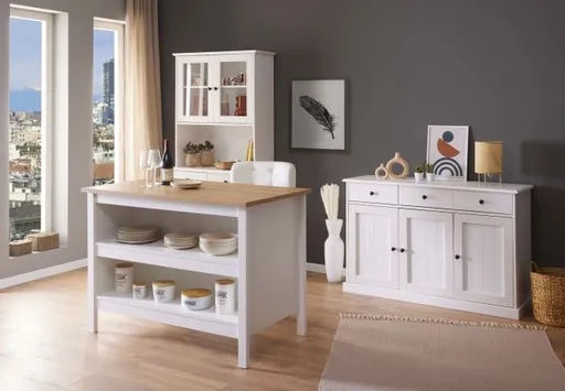 Bartisch - LB ca. 124x75 cm, Weiß, Artisan Eiche Nachbildung