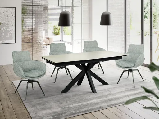 Esstisch MELANIA - ausziehbar, LB ca. 180x95 cm, Glaskeramik, Travertin farbig