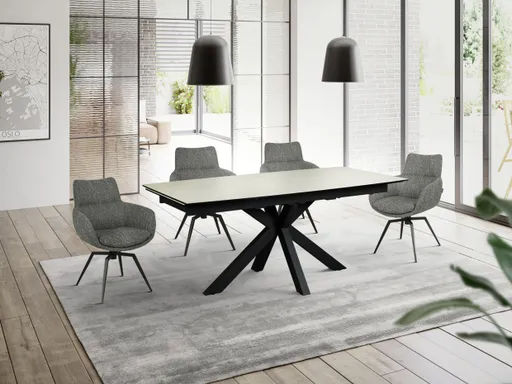 Esstisch MELANIA - ausziehbar, LB ca. 180x95 cm, Glaskeramik, Travertin farbig