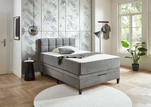 Boxbett - Liegefläche ca. 140x200 cm, Stoff, Grau