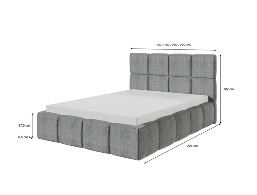 Bettgestell SANDRIN R- Liegefläche ca. 140x200 cm, Stoff, Hellgrau, inkl Latterost und Stauraum