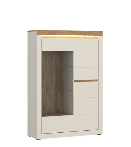 Vitrine - mit Beleuchtung, B ca. 104 cm, Kaschmir, Stone Eiche Nachbildung