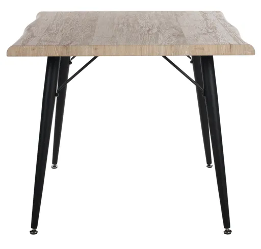 Esstisch - LB ca. 90x90 cm, Wildeiche Nachbildung, Schwarz, Baumkante