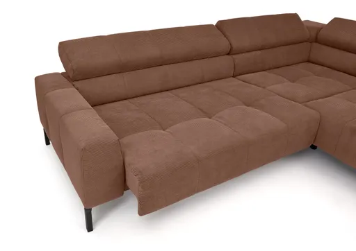 Ecksofa COLLEEN - Ecke links und 2-Sitzer, Sitzvorzug motorisch, Feincord, Rost