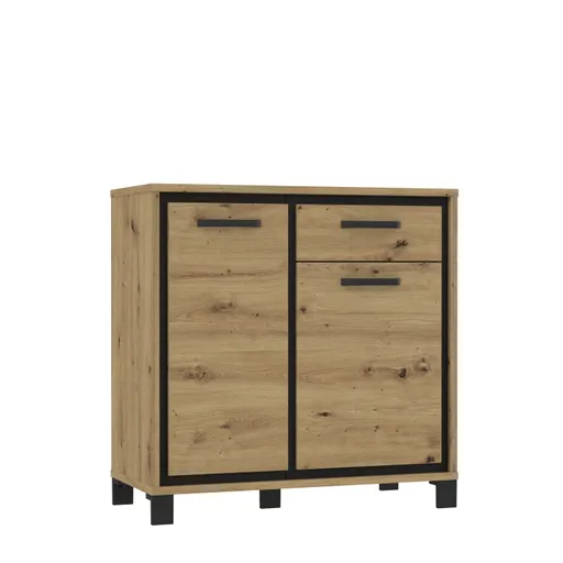 Kommode FARIDA - Eiche Dekor, Schwarz