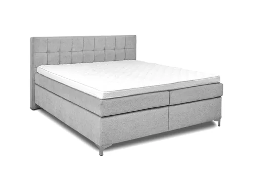 Boxspringbett HINDA- Liegefläche ca. 180x200 cm, Stoff, Hellgrau, TFK H3/TFK H3