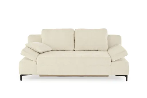 Sofa JEREMO - 2-Sitzer inkl. Schlaffunktion und Armlehnen verstellbar, Stoff, Creme