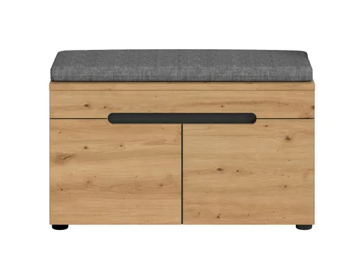 Schuhbank - inkl. Sitzkissen, B ca. 80 cm, Basalt grau, Artisan Eiche Nachbildung
