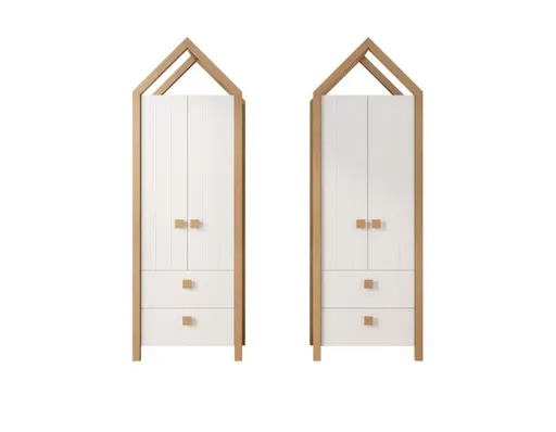 Kleiderschrank - B ca. 76 cm, Kiefer Weiß, Birke